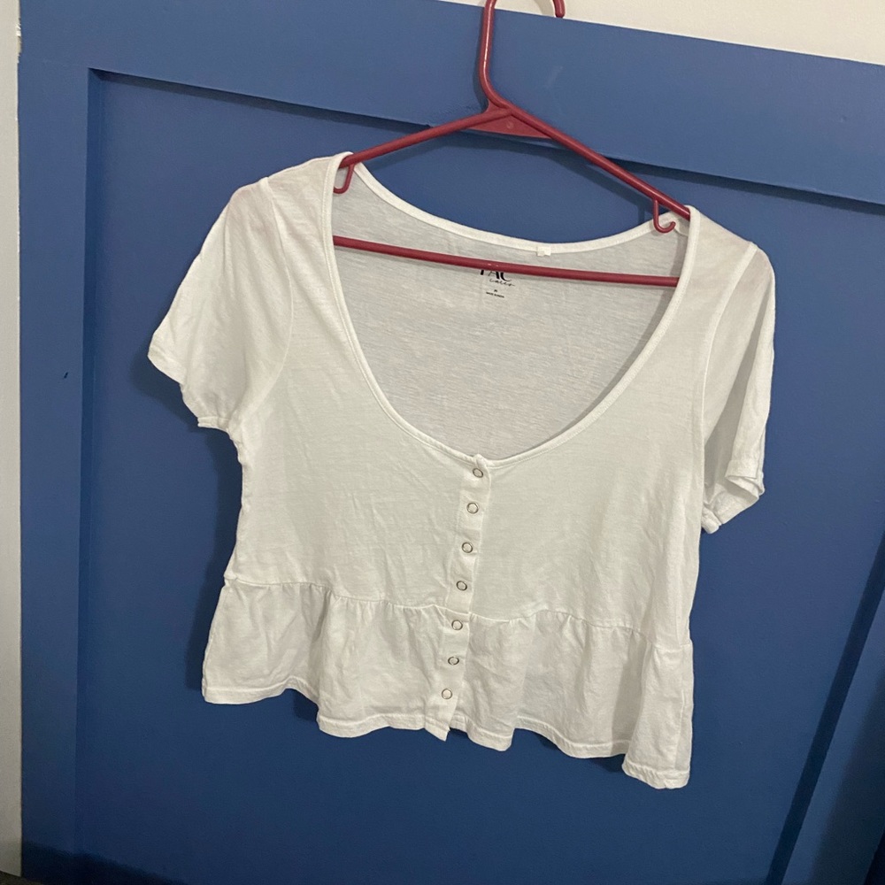 White Button Up Crop Top